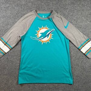 Nike Miami Dolphins Raglan 3/4 Sleeve T-Shirt Medium Aqua NFL Tee